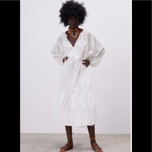 eyelet white dress zara